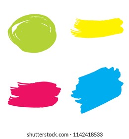 Set of Hand Painted Blue Brush Strokes. Vector Grunge Brushes. Vector Frame For Text Modern Art Graphics For Hipsters. Dirty Artistic Creative Design Elements. Perfect For Logo, Banner.