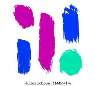 Set of Hand Painted Blue Brush Strokes. Vector Grunge Brushes. Vector Frame For Text Modern Art Graphics For Hipsters. Dirty Artistic Creative Design Elements. Perfect For Logo, Banner.