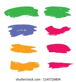 Set of Hand Painted Blue Brush Strokes. Vector Grunge Brushes. Vector Frame For Text Modern Art Graphics For Hipsters. Dirty Artistic Creative Design Elements. Perfect For Logo, Banner.