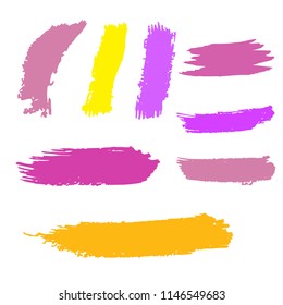 Set of Hand Painted Blue Brush Strokes. Vector Grunge Brushes. Vector Frame For Text Modern Art Graphics For Hipsters. Dirty Artistic Creative Design Elements. Perfect For Logo, Banner.