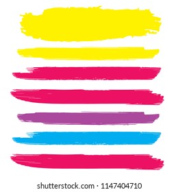Set of Hand Painted Blue Brush Strokes. Vector Grunge Brushes. Vector Frame For Text Modern Art Graphics For Hipsters. Dirty Artistic Creative Design Elements. Perfect For Logo, Banner.