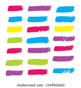 Set of Hand Painted Blue Brush Strokes. Vector Grunge Brushes. Vector Frame For Text Modern Art Graphics For Hipsters. Dirty Artistic Creative Design Elements. Perfect For Logo, Banner.