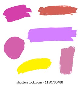 Set of Hand Painted Blue Brush Strokes. Vector Grunge Brushes. Vector Frame For Text Modern Art Graphics For Hipsters. Dirty Artistic Creative Design Elements. Perfect For Logo, Banner.