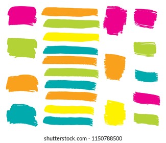 Set of Hand Painted Blue Brush Strokes. Vector Grunge Brushes. Vector Frame For Text Modern Art Graphics For Hipsters. Dirty Artistic Creative Design Elements. Perfect For Logo, Banner.