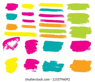 Set of Hand Painted Blue Brush Strokes. Vector Grunge Brushes. Vector Frame For Text Modern Art Graphics For Hipsters. Dirty Artistic Creative Design Elements. Perfect For Logo, Banner.