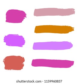 Set of Hand Painted Blue Brush Strokes. Vector Grunge Brushes. Vector Frame For Text Modern Art Graphics For Hipsters. Dirty Artistic Creative Design Elements. Perfect For Logo, Banner.