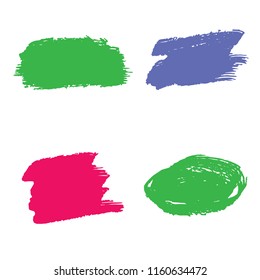 Set of Hand Painted Blue Brush Strokes. Vector Grunge Brushes. Vector Frame For Text Modern Art Graphics For Hipsters. Dirty Artistic Creative Design Elements. Perfect For Logo, Banner.