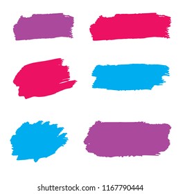 Set of Hand Painted Blue Brush Strokes. Vector Grunge Brushes. Vector Frame For Text Modern Art Graphics For Hipsters. Dirty Artistic Creative Design Elements. Perfect For Logo, Banner.
