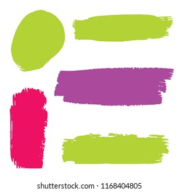 Set of Hand Painted Blue Brush Strokes. Vector Grunge Brushes. Vector Frame For Text Modern Art Graphics For Hipsters. Dirty Artistic Creative Design Elements. Perfect For Logo, Banner.