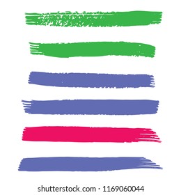 Set of Hand Painted Blue Brush Strokes. Vector Grunge Brushes. Vector Frame For Text Modern Art Graphics For Hipsters. Dirty Artistic Creative Design Elements. Perfect For Logo, Banner.