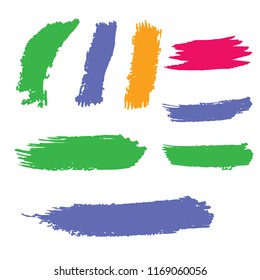 Set of Hand Painted Blue Brush Strokes. Vector Grunge Brushes. Vector Frame For Text Modern Art Graphics For Hipsters. Dirty Artistic Creative Design Elements. Perfect For Logo, Banner.