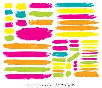 Set of Hand Painted Blue Brush Strokes. Vector Grunge Brushes. Vector Frame For Text Modern Art Graphics For Hipsters. Dirty Artistic Creative Design Elements. Perfect For Logo, Banner.