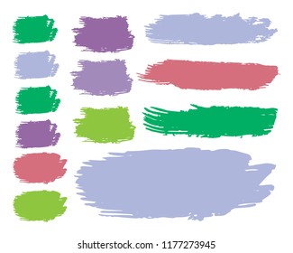 Set of Hand Painted Blue Brush Strokes. Vector Grunge Brushes. Vector Frame For Text Modern Art Graphics For Hipsters. Dirty Artistic Creative Design Elements. Perfect For Logo, Banner.