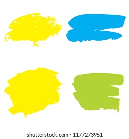 Set of Hand Painted Blue Brush Strokes. Vector Grunge Brushes. Vector Frame For Text Modern Art Graphics For Hipsters. Dirty Artistic Creative Design Elements. Perfect For Logo, Banner.