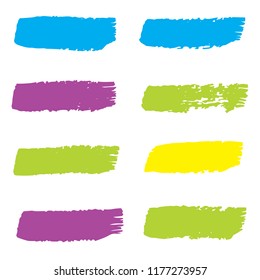 Set of Hand Painted Blue Brush Strokes. Vector Grunge Brushes. Vector Frame For Text Modern Art Graphics For Hipsters. Dirty Artistic Creative Design Elements. Perfect For Logo, Banner.