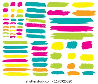 Set of Hand Painted Blue Brush Strokes. Vector Grunge Brushes. Vector Frame For Text Modern Art Graphics For Hipsters. Dirty Artistic Creative Design Elements. Perfect For Logo, Banner.