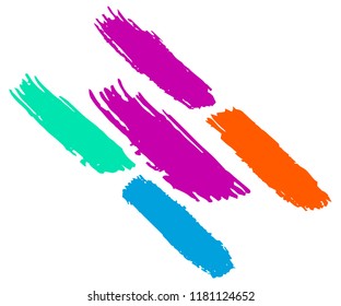 Set of Hand Painted Blue Brush Strokes. Vector Grunge Brushes. Vector Frame For Text Modern Art Graphics For Hipsters. Dirty Artistic Creative Design Elements. Perfect For Logo, Banner.