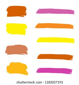 Set of Hand Painted Blue Brush Strokes. Vector Grunge Brushes. Vector Frame For Text Modern Art Graphics For Hipsters. Dirty Artistic Creative Design Elements. Perfect For Logo, Banner.