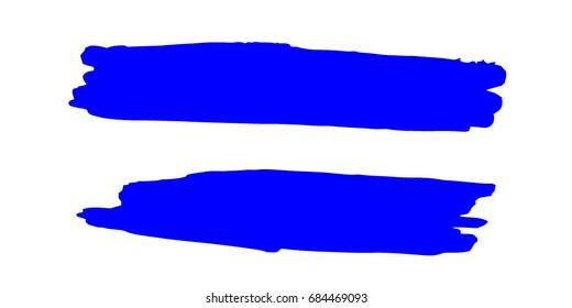 Set of Hand Painted Blue Brush Strokes.Vector Grunge Brushes. Dirty Artistic Design Elements. Creative Design Elements.