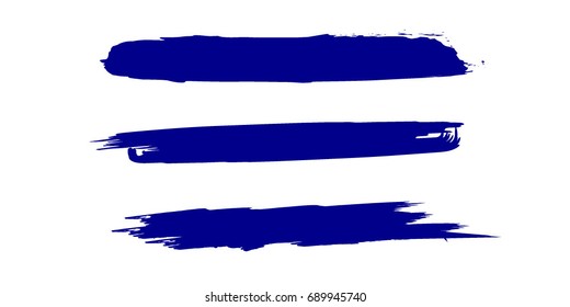Set of Hand Painted Blue Brush Strokes.Vector Grunge Brushes. Dirty Artistic Design Elements. Creative Design Elements. Perfect For Logo, Banner.