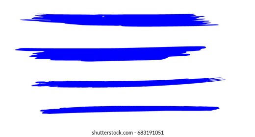 Set of Hand Painted Blue Brushes Strokes.Vector Grunge Brushes. Dirty Artistic Design Elements. Creative Design Elements.