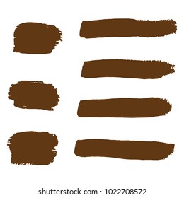 Set of Hand Painted Brown Brush Strokes. Vector Grunge Brushes. Vector Frame For Text Modern Art Graphics For Hipsters. Dirty Artistic Creative Design Elements. Perfect For Logo, Banner.
