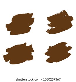Set of Hand Painted Brown Brush Strokes. Vector Grunge Brushes. Vector Frame For Text Modern Art Graphics For Hipsters. Dirty Artistic Creative Design Elements. Perfect For Logo, Banner.