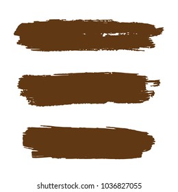 Set of Hand Painted Brown Brush Strokes. Vector Grunge Brushes. Vector Frame For Text Modern Art Graphics For Hipsters. Dirty Artistic Creative Design Elements. Perfect For Logo, Banner.