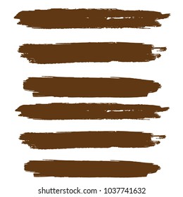 Set of Hand Painted Brown Brush Strokes. Vector Grunge Brushes. Vector Frame For Text Modern Art Graphics For Hipsters. Dirty Artistic Creative Design Elements. Perfect For Logo, Banner.