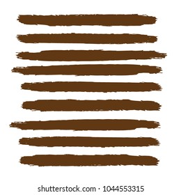 Set of Hand Painted Brown Brush Strokes. Vector Grunge Brushes. Vector Frame For Text Modern Art Graphics For Hipsters. Dirty Artistic Creative Design Elements. Perfect For Logo, Banner.