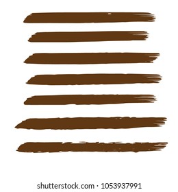 Set of Hand Painted Brown Brush Strokes. Vector Grunge Brushes. Vector Frame For Text Modern Art Graphics For Hipsters. Dirty Artistic Creative Design Elements. Perfect For Logo, Banner.