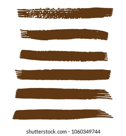 Set of Hand Painted Brown Brush Strokes. Vector Grunge Brushes. Vector Frame For Text Modern Art Graphics For Hipsters. Dirty Artistic Creative Design Elements. Perfect For Logo, Banner.