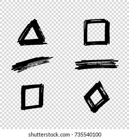 Set of Hand Painted Brush Strokes. Vector Grunge Brushes. Dirty Artistic Design Elements. Vector illustration.