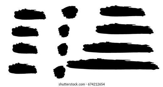 Set of Hand Painted Brush Strokes.Vector Grunge Brushes. Dirty Artistic Design Elements. Creative Design Elements.