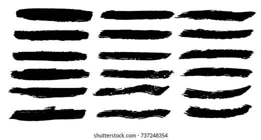 Set of Hand Painted Brush Strokes.Vector Grunge Brushes. Dirty Artistic Design Elements. Creative Design Elements. Perfect For Logo, Banner, Icon.