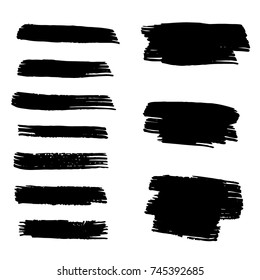 Set of Hand Painted Brush Strokes.Vector Grunge Brushes. Dirty Artistic Design Elements. Creative Design Elements. Perfect For Logo, Banner, Icon.