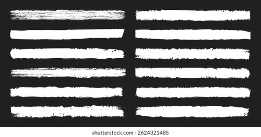 Set of hand painted chalk brushes. Hand drawn grunge lines on chalkboard background can be used as art brushes.