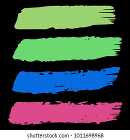 Set of Hand Painted Colorful Brush Strokes. Vector Grunge Brushes. Vector Frame For Text Modern Art Graphics For Hipsters. Dirty Artistic Creative Design Elements. Perfect For Logo, Business cards.