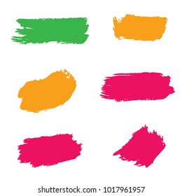 Set of Hand Painted Colorful Brush Strokes. Vector Grunge Brushes. Vector Frame For Text Modern Art Graphics For Hipsters.  Dirty Artistic Creative Design Elements. Perfect For Logo, Banner.