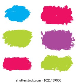 Set of Hand Painted Colorful Brush Strokes. Vector Grunge Brushes. Vector Frame For Text Modern Art Graphics For Hipsters.  Dirty Artistic Creative Design Elements. Perfect For Logo, Banner.