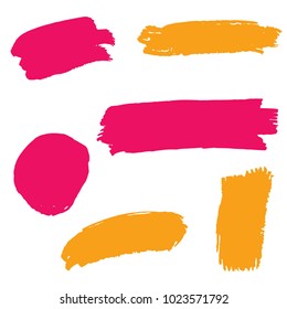 Set of Hand Painted Colorful Brush Strokes. Vector Grunge Brushes. Vector Frame For Text Modern Art Graphics For Hipsters.  Dirty Artistic Creative Design Elements. Perfect For Logo, Banner.