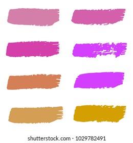 Set of Hand Painted Colorful Brush Strokes. Vector Grunge Brushes. Vector Frame For Text Modern Art Graphics For Hipsters.  Dirty Artistic Creative Design Elements. Perfect For Logo, Banner.