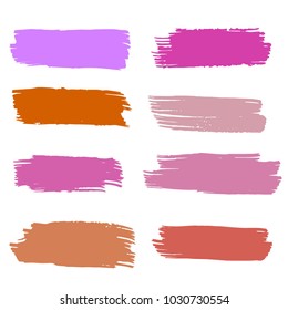 Set of Hand Painted Colorful Brush Strokes. Vector Grunge Brushes. Vector Frame For Text Modern Art Graphics For Hipsters.  Dirty Artistic Creative Design Elements. Perfect For Logo, Banner.