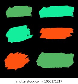 Set of Hand Painted Colorful Brush Strokes. Vector Grunge Brushes. Vector Frame For Text Modern Art Graphics For Hipsters.  Dirty Artistic Creative Design Elements. Perfect For Logo, Banner.