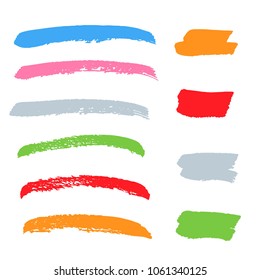 Set of Hand Painted Colorful Brush Strokes. Vector Grunge Brushes. Vector Frame For Text Modern Art Graphics For Hipsters.  Dirty Artistic Creative Design Elements. Perfect For Logo, Banner.