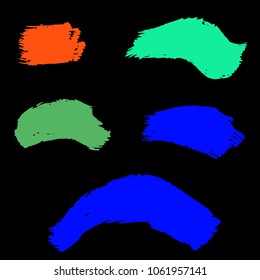 Set of Hand Painted Colorful Brush Strokes. Vector Grunge Brushes. Vector Frame For Text Modern Art Graphics For Hipsters.  Dirty Artistic Creative Design Elements. Perfect For Logo, Banner.