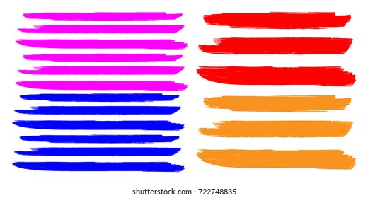 Set of Hand Painted Colorful Brush Strokes.Vector Grunge Brushes. Dirty Artistic Design Elements. Creative Design Elements. Perfect For Logo, Banner.