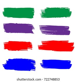 Set of Hand Painted Colorful Brush Strokes.Vector Grunge Brushes. Dirty Artistic Design Elements. Creative Design Elements. Perfect For Logo, Banner.