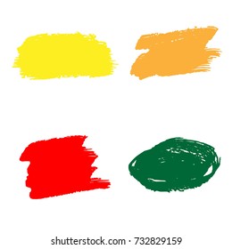 Set of Hand Painted Colorful Brush Strokes.Vector Grunge Brushes. Dirty Artistic Design Elements. Creative Design Elements. Perfect For Logo, Banner.