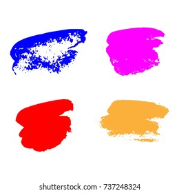 Set of Hand Painted Colorful Brush Strokes.Vector Grunge Brushes. Dirty Artistic Design Elements. Creative Design Elements. Perfect For Logo, Banner.